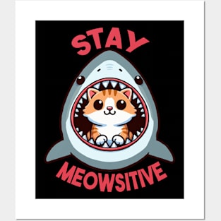 Stay Meowsitive Cat Posters and Art